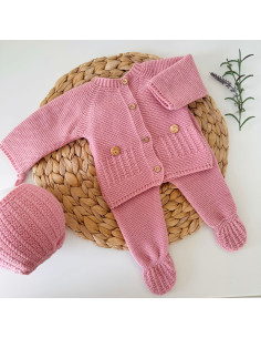 Conjunto rosa de punto con capota